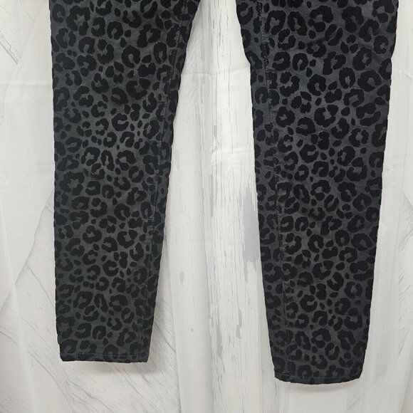 Madewell Jeans Black Leopard Velour Flocked Mid Rise Punk Goth Skinny 26 - Picture 6 of 12
